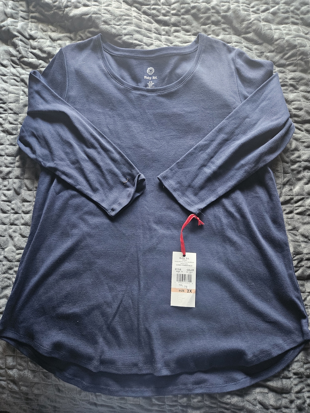 Ruby Rd. Navy Scoopneck Long-Sleeve Top